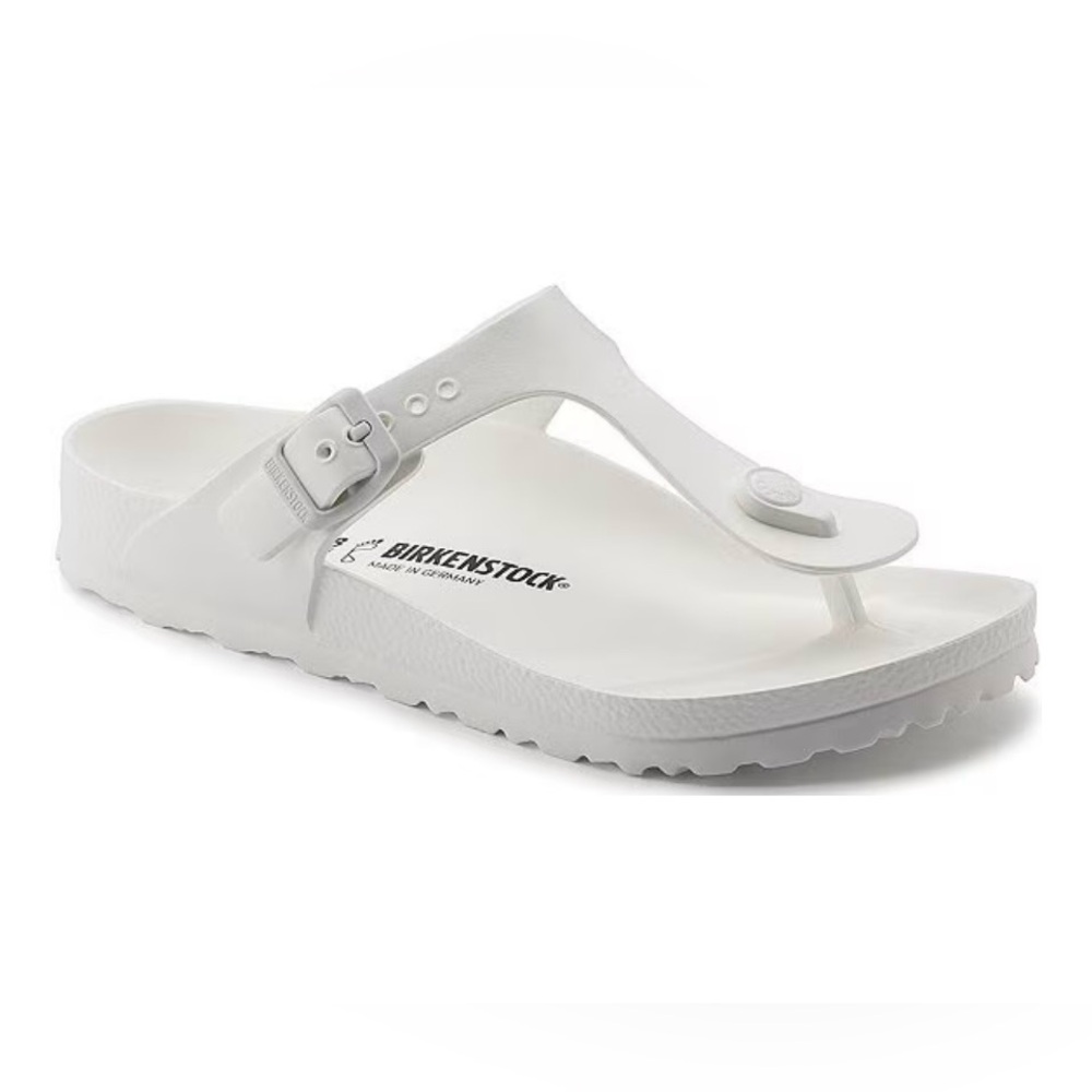 Birkenstock White Sandals with Contoured Sole and Thong Strap